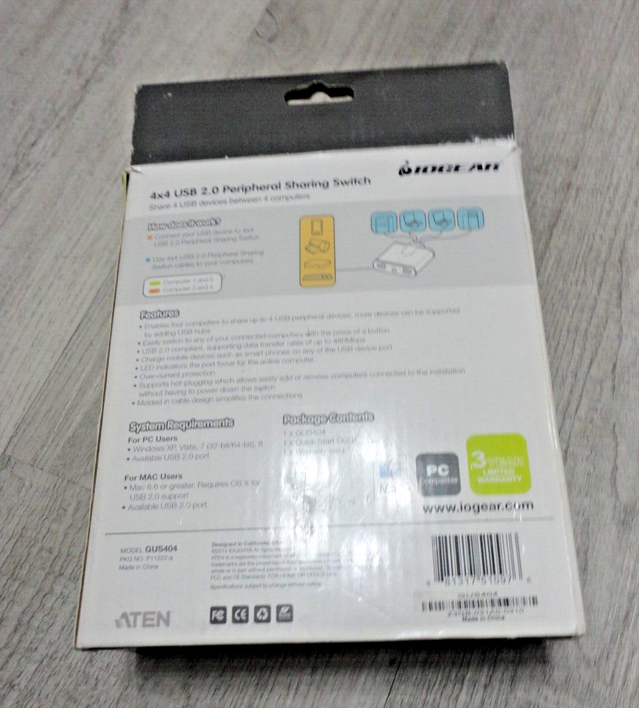 IOGEAR 4x4 USB 2.0 Peripheral Sharing Switch