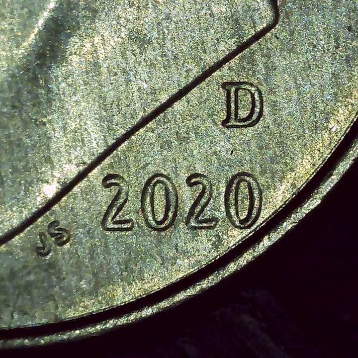 2020 D Dime error toned