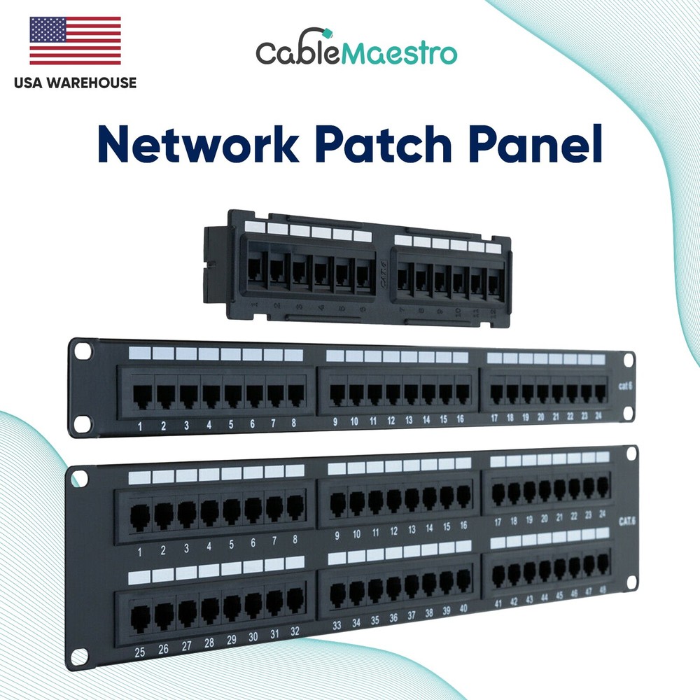 Patch Panel UTP 12/24/48 Port CAT6/5 RJ45 110 Network Surface Wall Mount Bracket