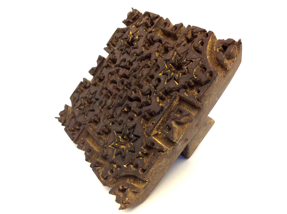 Antique Primitive Star Pattern Stamp Mold Print Making Design Blotter