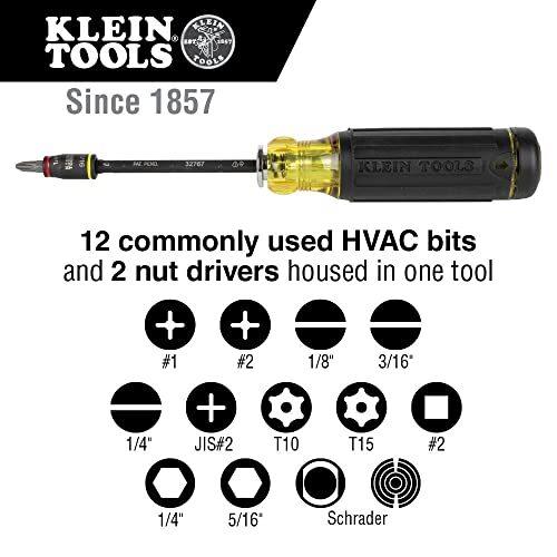 Klein Tools 32304 Screwdriver, 14-in-1 Adjustable Screwdriver with Flip Socket