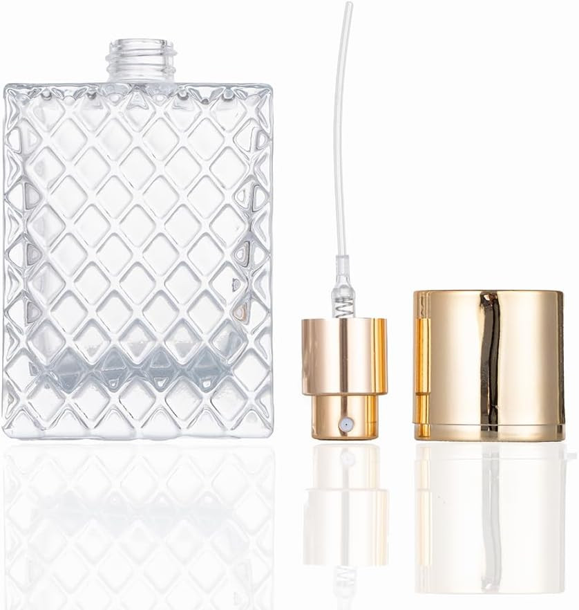 50ML /1.7OZ Transparent Atomizer Spray Refillable Perfume Bottle, Portable Squar