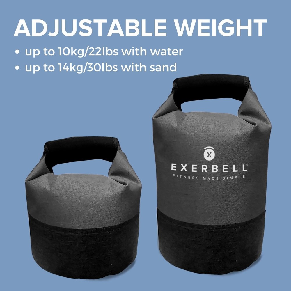 Exerbell Foldable Adjustable Kettlebell 4-30lbs – Portable Water Sandbag Func...