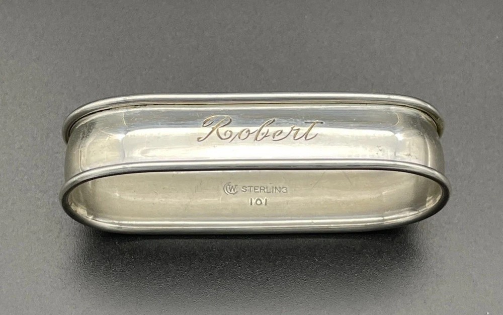 Sterling Silver Napkin Ring Engraved Name “Robert” Watrous