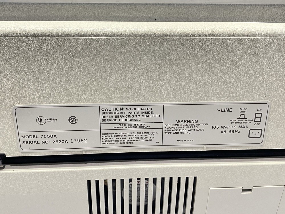 Hewlett Packard HP 7550A Graphics Plotter DAMAGED SCREEN