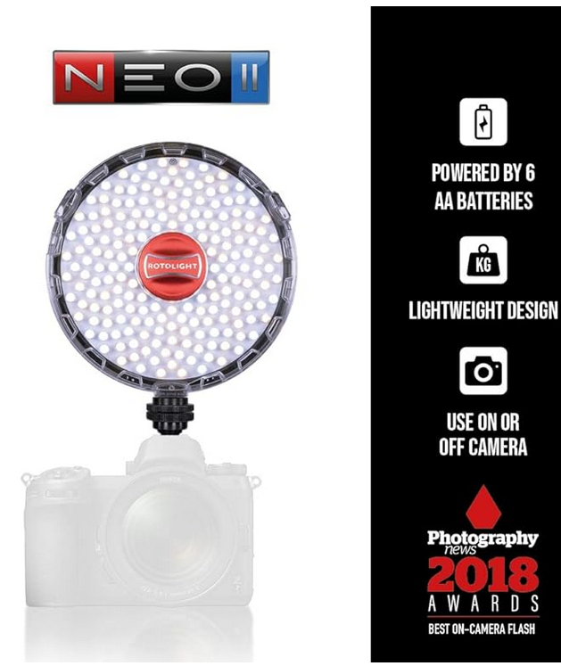 Rotolight NEO 2 LED Camera Light, Continuous Adjustable Color with Built in High