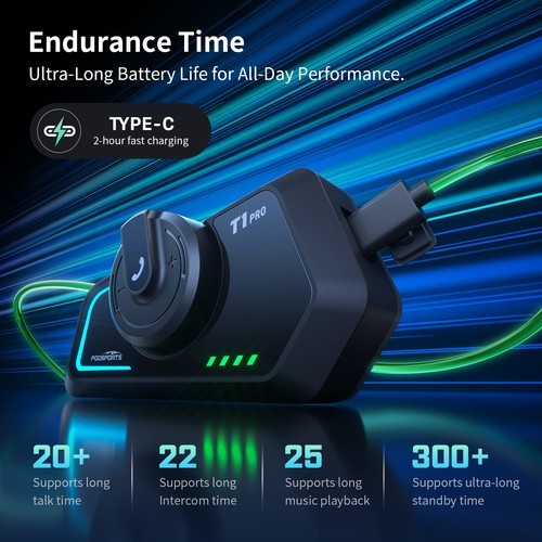 2x T1 Pro Motorcycle Bluetooth Headset Bluetooth for 6 Riders Group 2000m