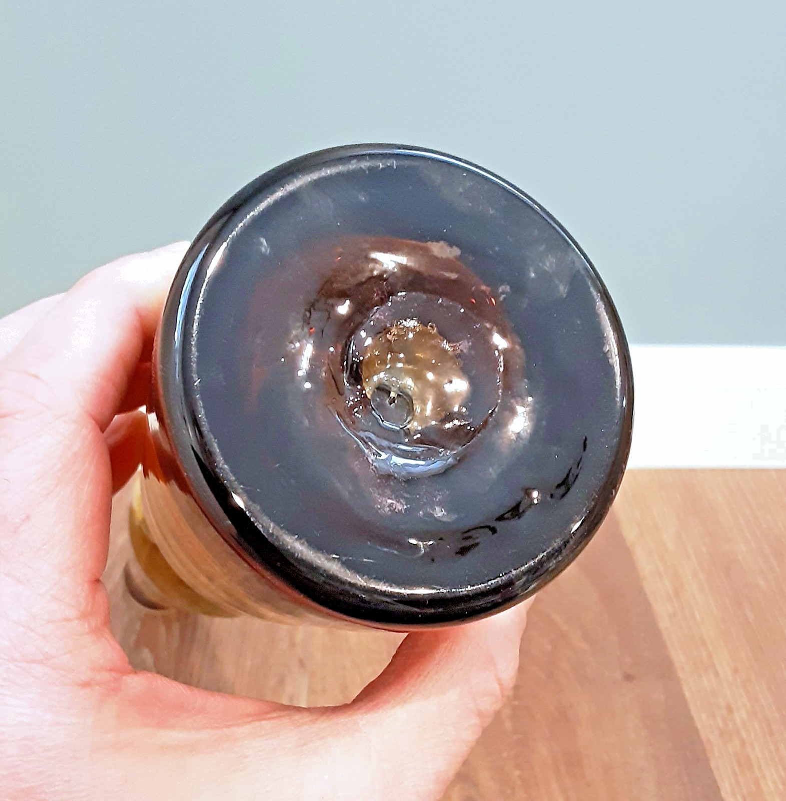 INDIANA GREENWICH Art Glass "KINGSTON" Burnt Honey BIG 20" Decanter Bottle MCM