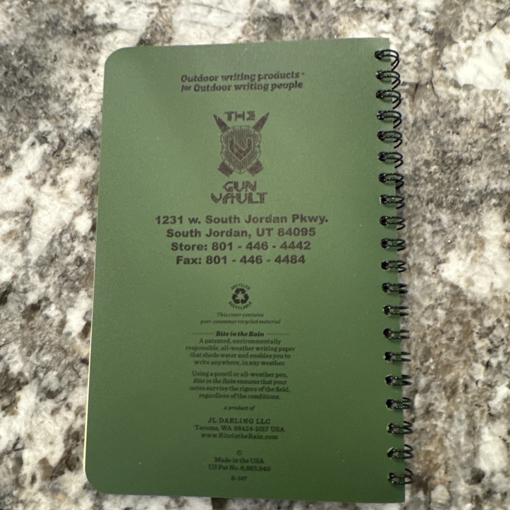 rite in the rain notebook, Green