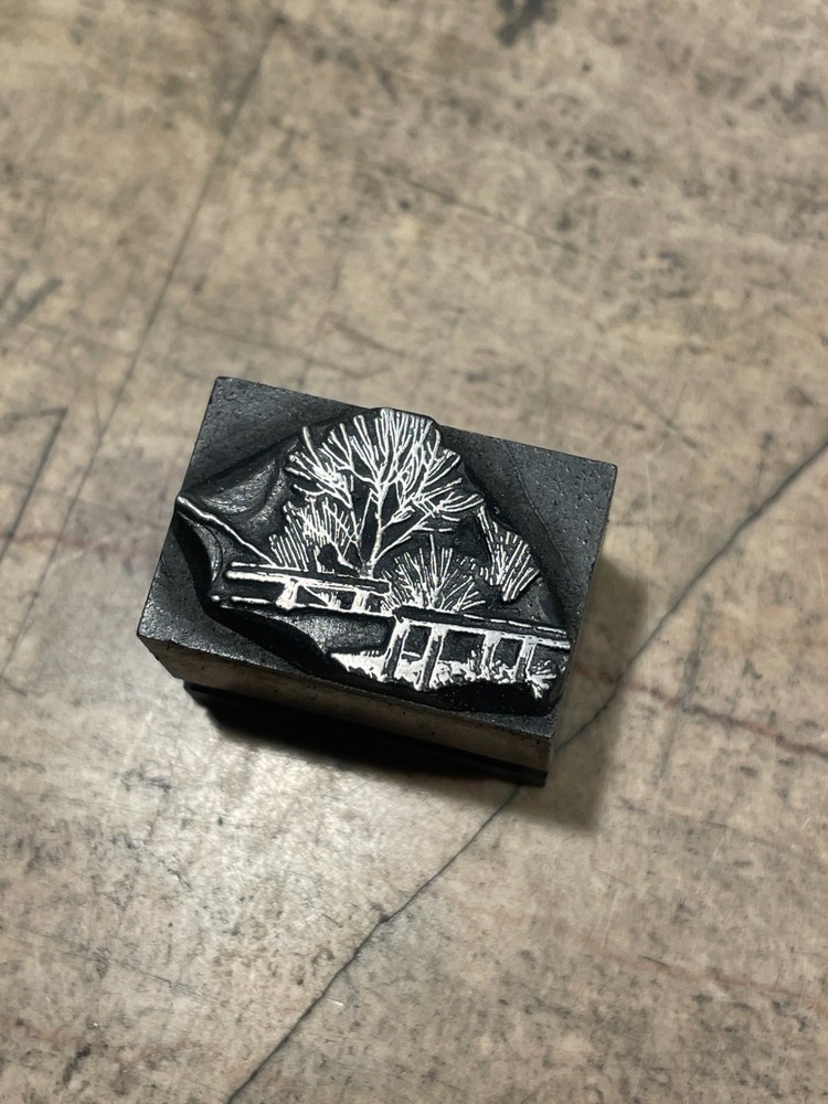 Printing Letterpress Printers Block Foundry Cast Bridge & Tree (2136)