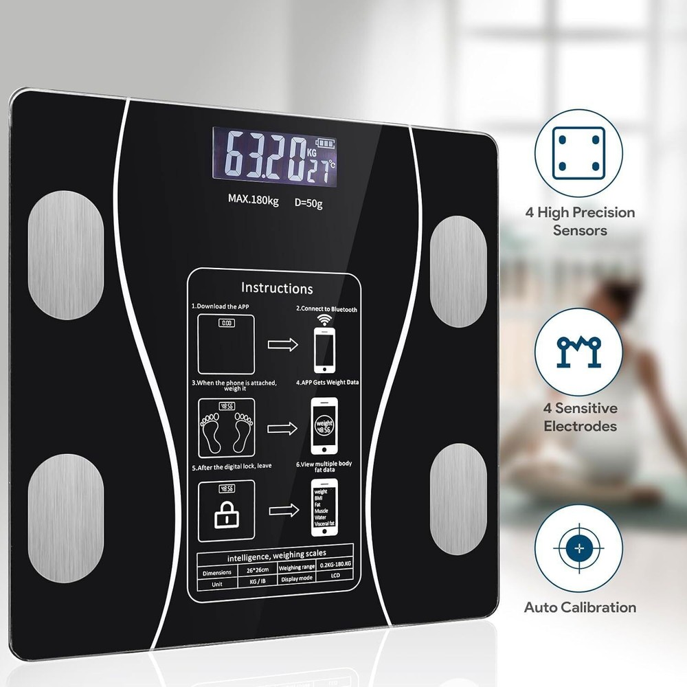 Digital Body Weight Scale Backlit Display High Precision Bluetooth BathroomScale