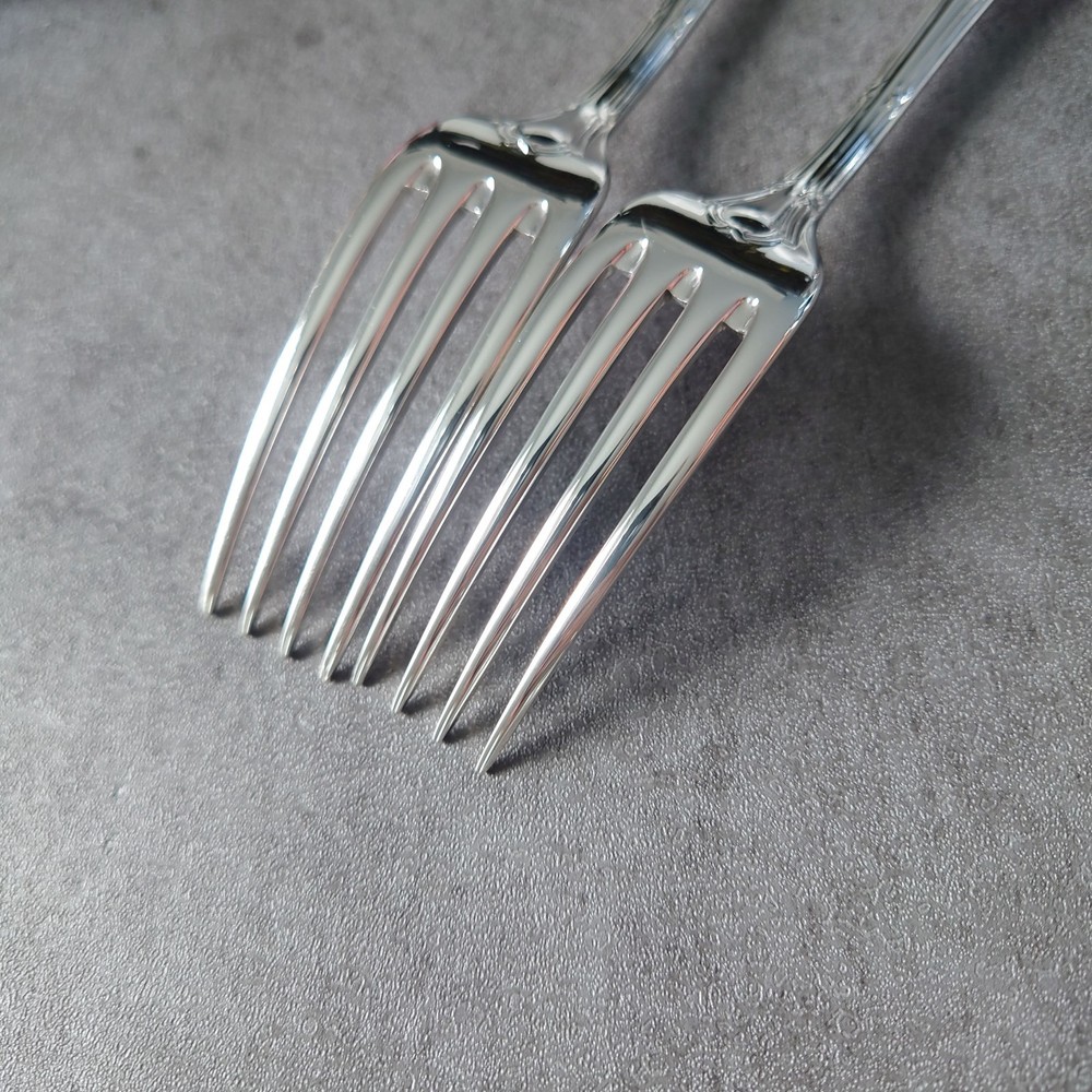 Christofle Rubans Table Fork 2pcs Silverplate Flatware Excellent