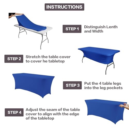 4FT Table Cloth for Rectangular Fitted Events Stretch 4 Ft - 1 Pc Royal Blue