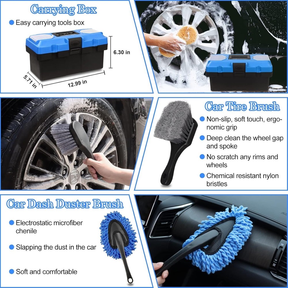 Car Detailing Kit 27pcs Blue Waterproof