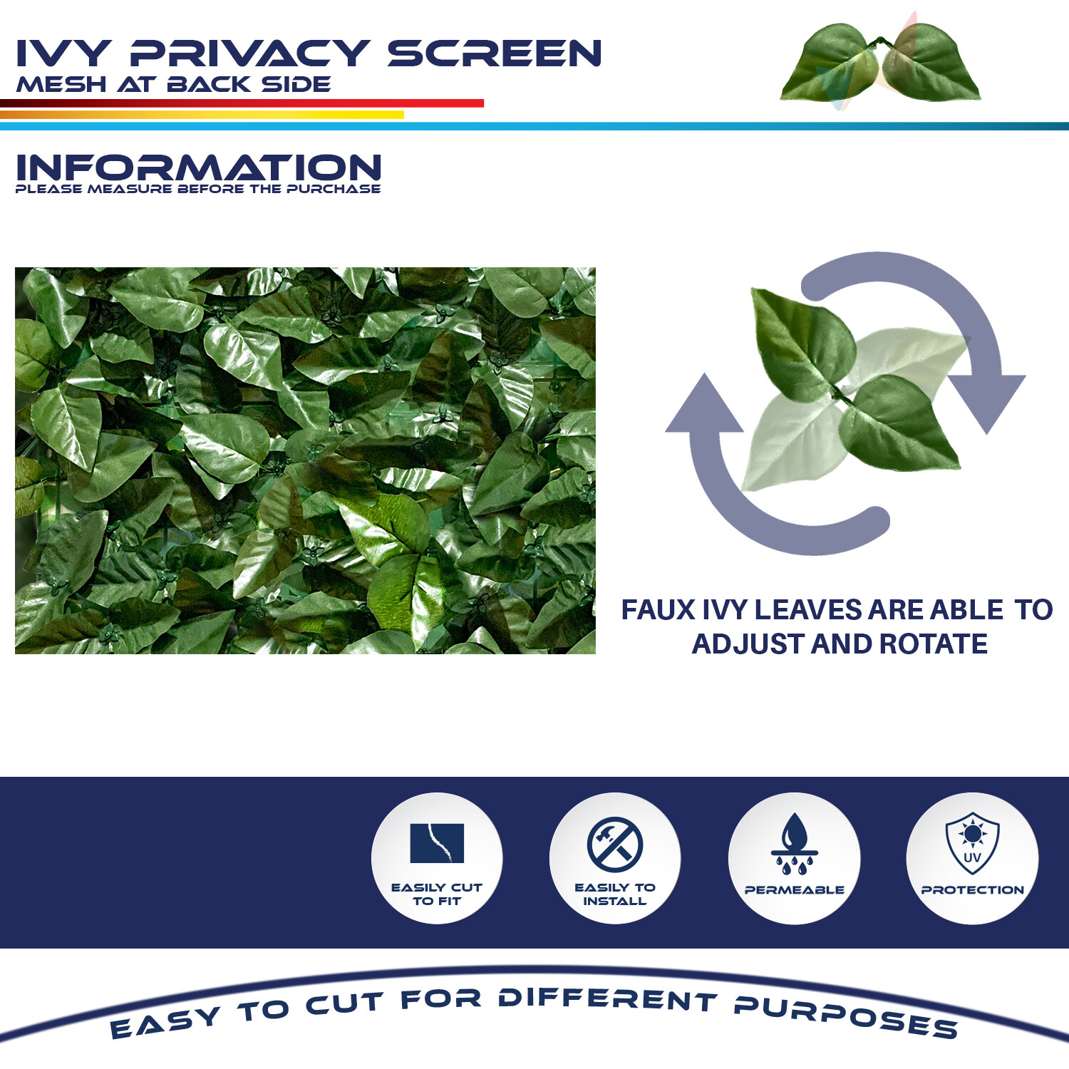 6 Ft Artificial Faux Ivy Leaf Privacy Fence Screen Decor Panels Outdoor Hedge