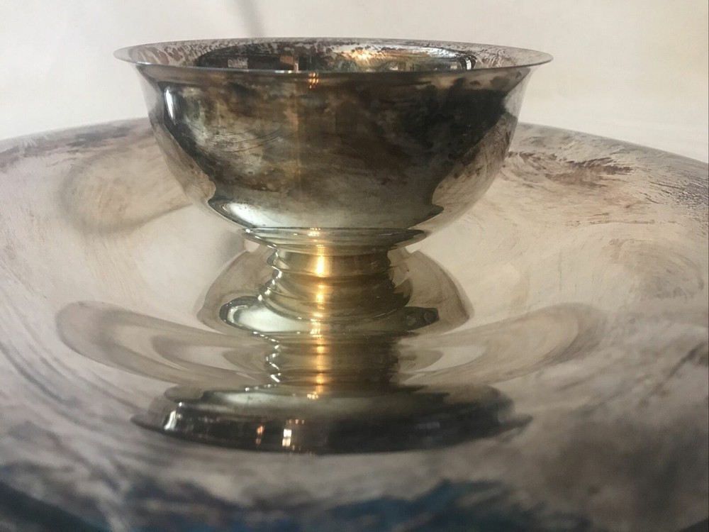 LARGE 12" SILVER PLATE CHIP AND DIP