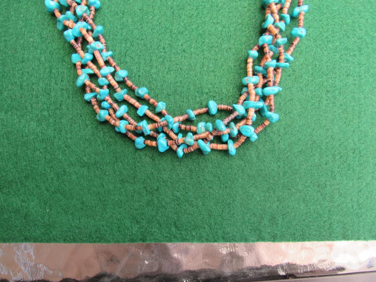 Vintage Native American Kingman Turquoise 5 strand Nugget necklace