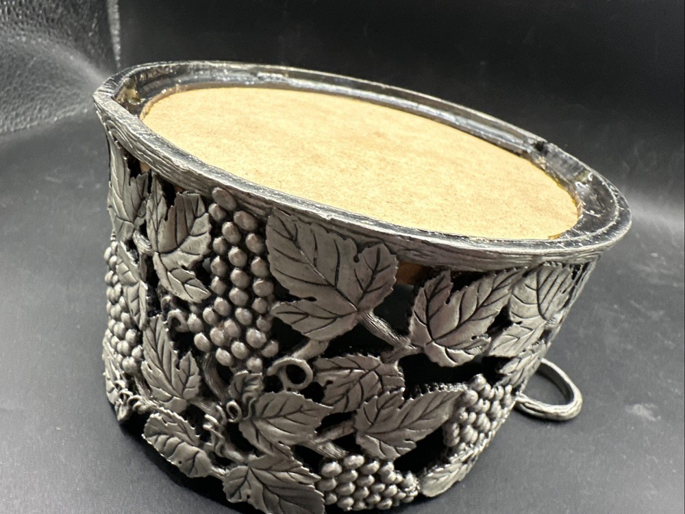 Vintage Pewter Grape Vine Wine Bottle Holder
