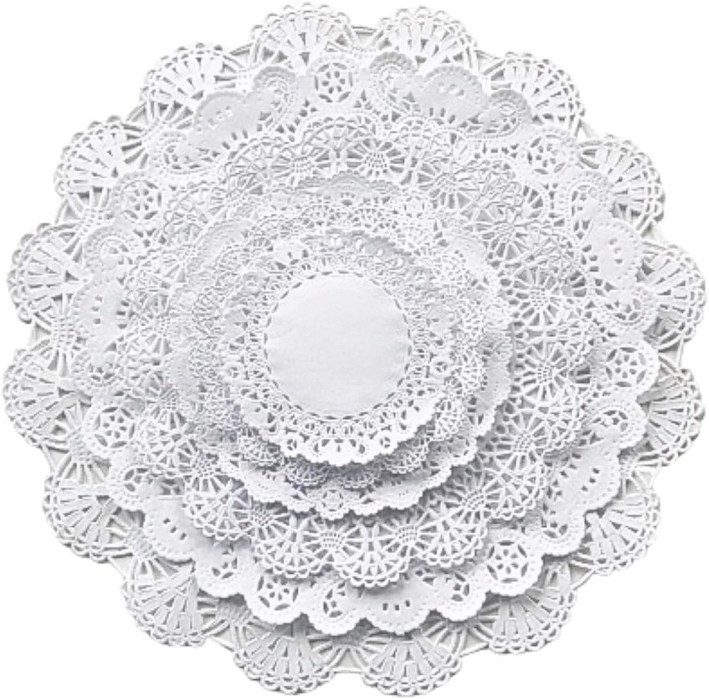 Assorted White Paper Lace Table Doilies 120 Pack