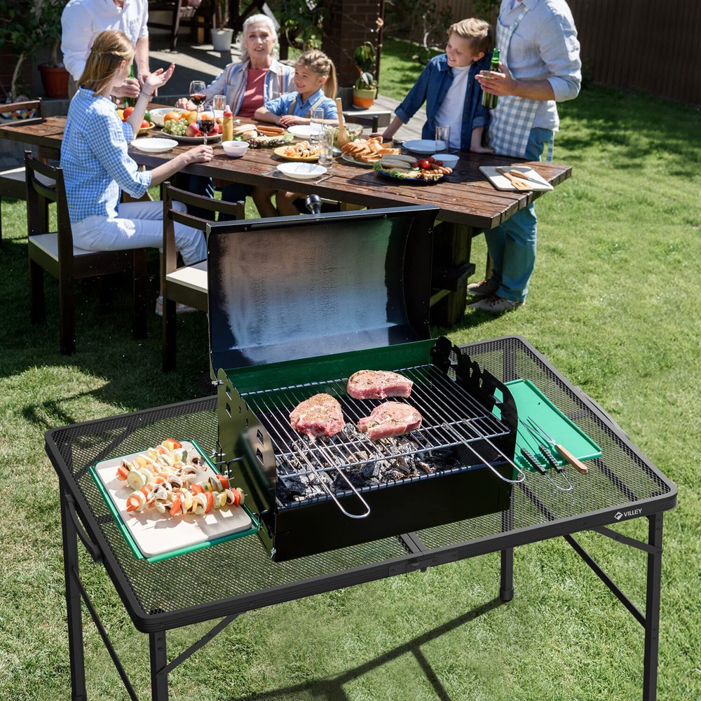 VILLEY Portable Camping Table 3 ft Grill Folding Table Lightweight Camping Table