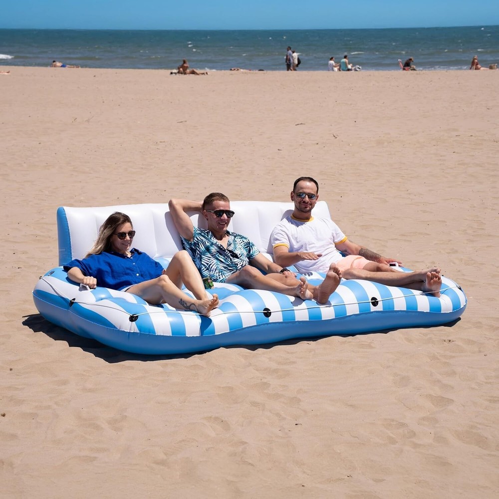Zone Tech Inflatable Pool Float - 3 Person Pool Float Lounger Chair with Handles