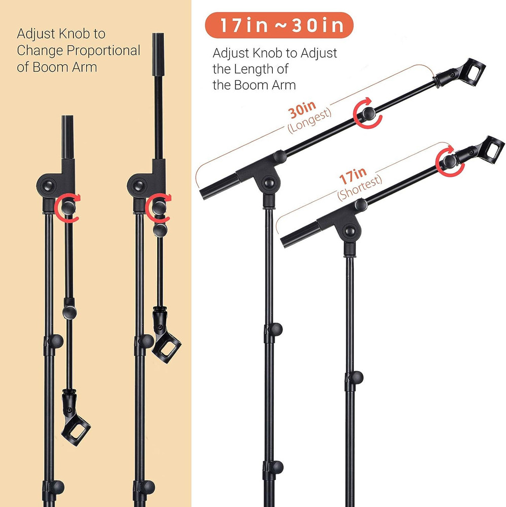 Soporte Para Microfono, Microfono Con Brazo De Tripode Plegable Ajustable De