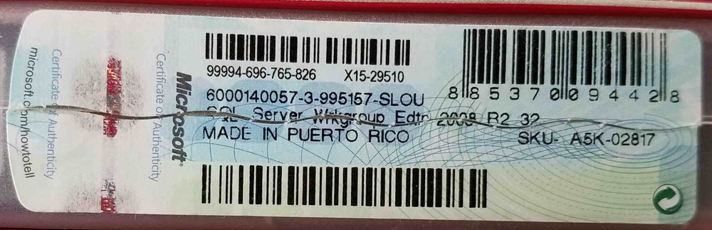 Open Box - A5K-02817 Microsoft SQL Server 2008 R2 Workgroup 5 CAL