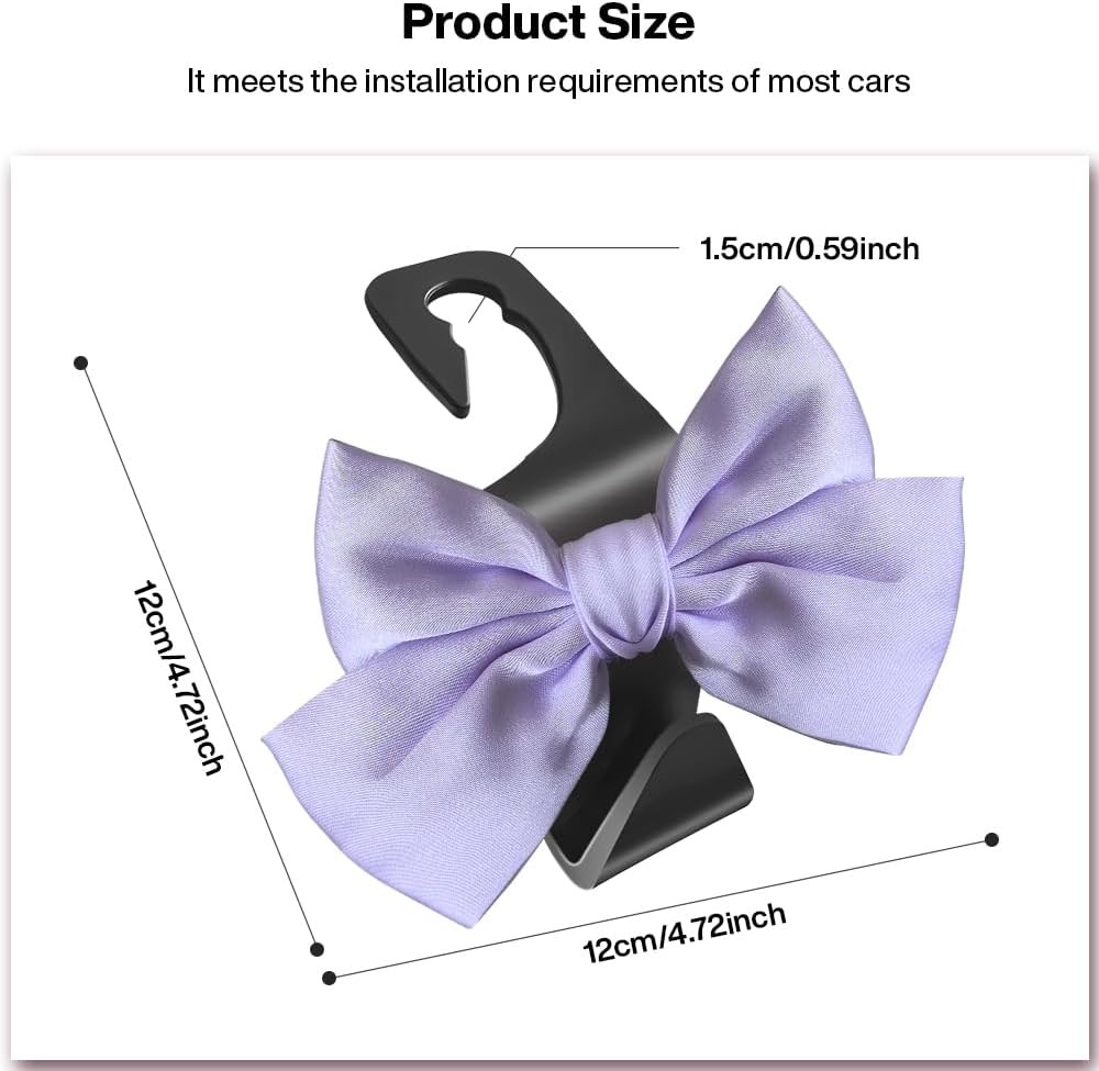 Light Purple Car Headrest Hooks 2 Pack Storage Organizer