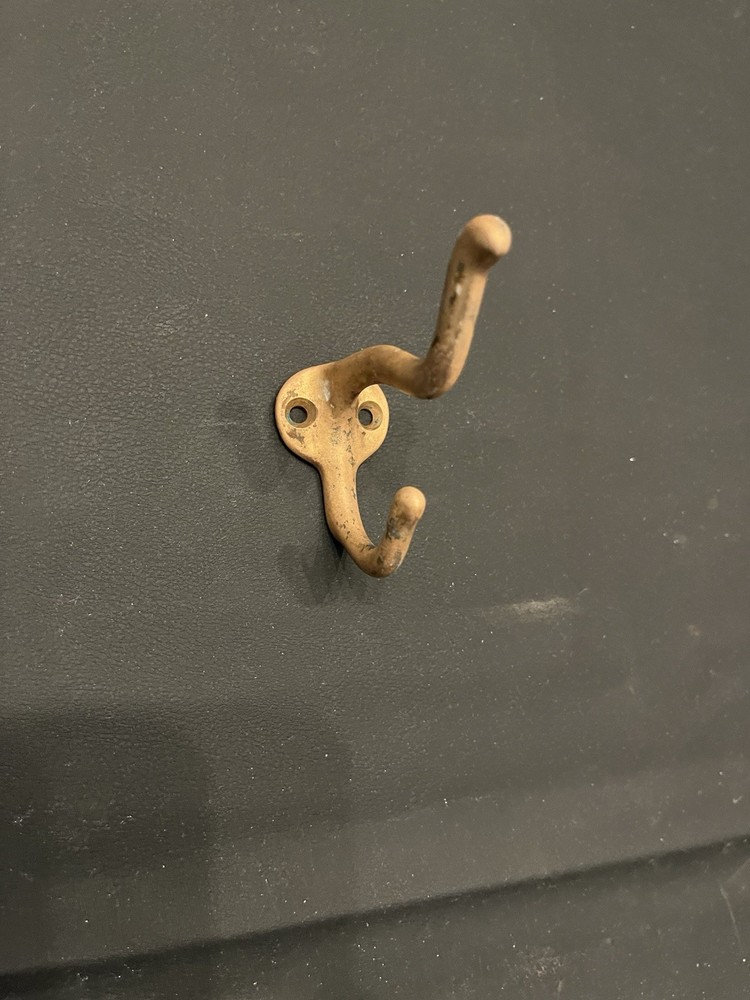 Antique Solid Brass Double Coat Hat Hook Wall Mount Victorian Style