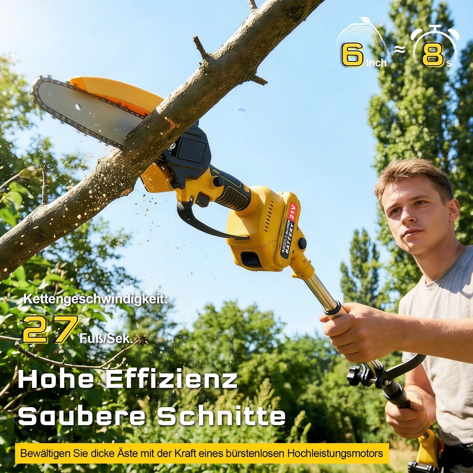 Electric Chainsaw Telescoping Pole Pruner High Branch Saw Garden Tree Pruning