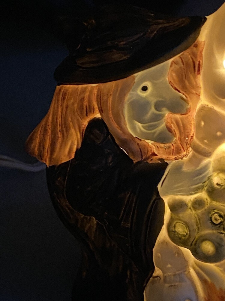 Halloween Ceramic Light Up Witch, Ghost + Small Bonus Figures - Tested works