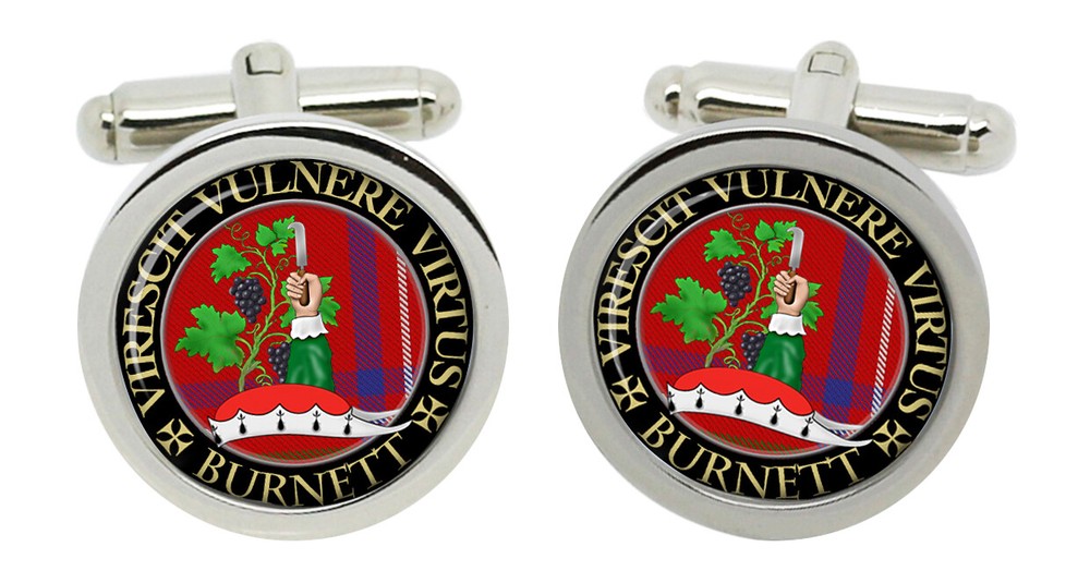 Burnett Scottish Clan Cufflinks in Chrome Box