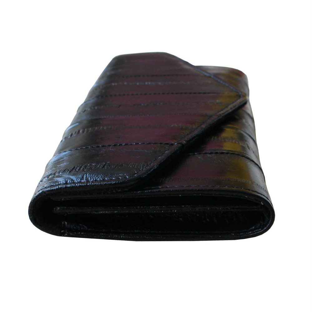 Genuine Eel Skin Leather Button Wallet Purse