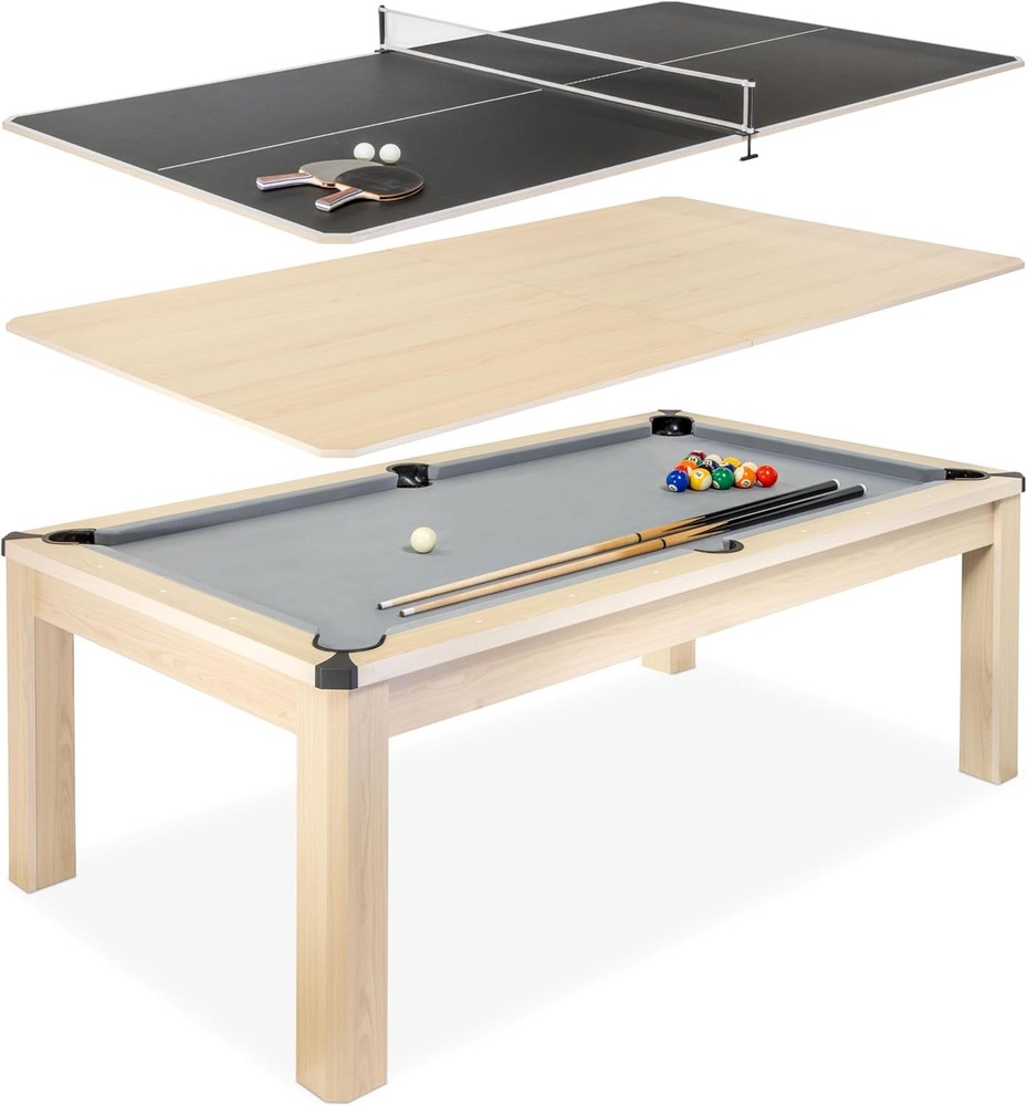 3 in 1 Pool Dining & Table Tennis Combo Table & Storage Benches 7 ft/8 ft