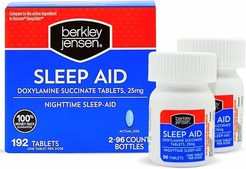 Berkley Jensen Sleep Aid 192 Tablets Doxylamine Succinate 25MG Nighttime