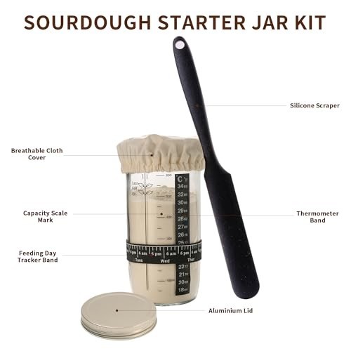 Sourdough Starter Kit - Complete Bread Baking Set with Proofing Basket & Dough S
