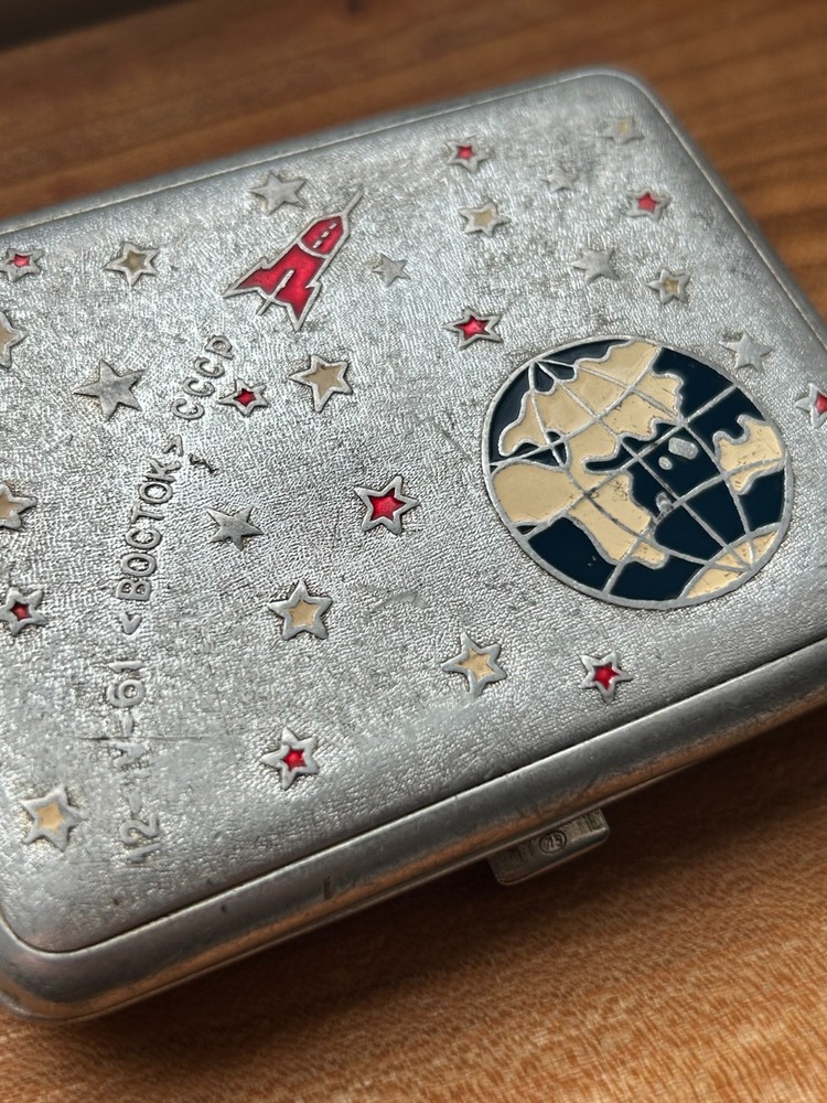 Vintage cigarette case, Sputnik, Soviet cigarette case, 1960s cigarette case, Sp