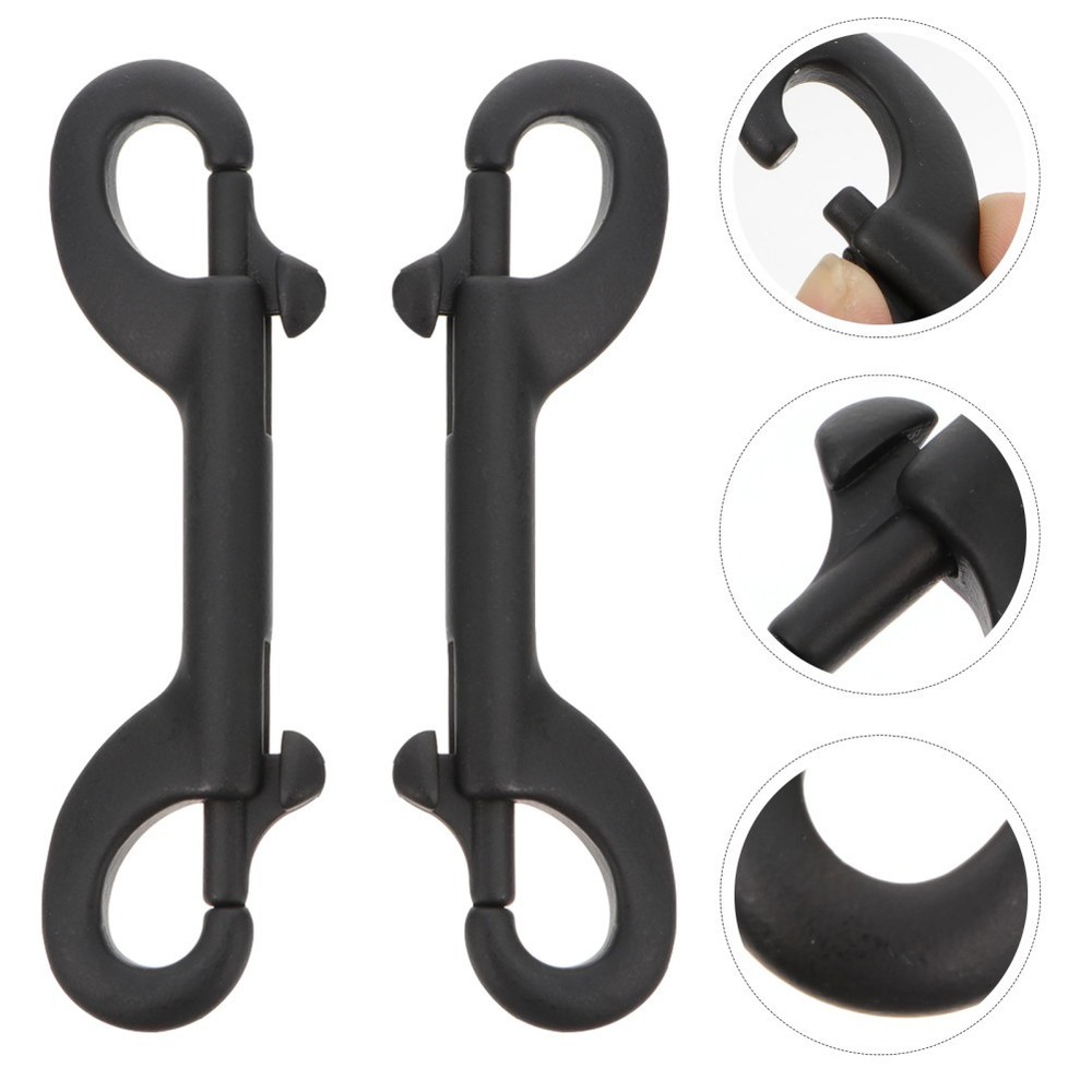 2 Pcs Double Clip Double-headed Hook Diving Ended Bolt Snap Hooks