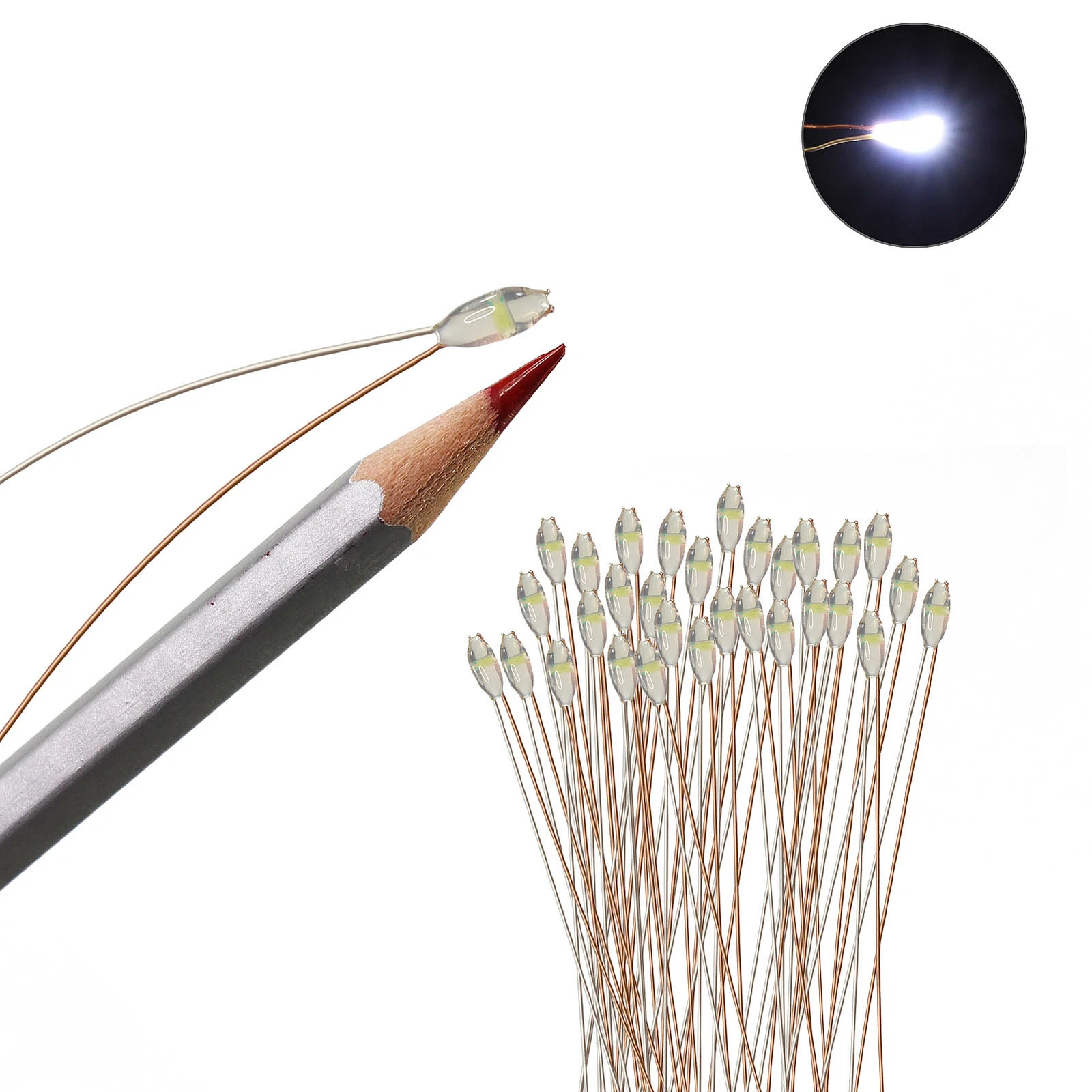 50X Wired Micro LED Pre-Soldered 0402,0603, 0805,1206 Copper Wire Lights SMD US