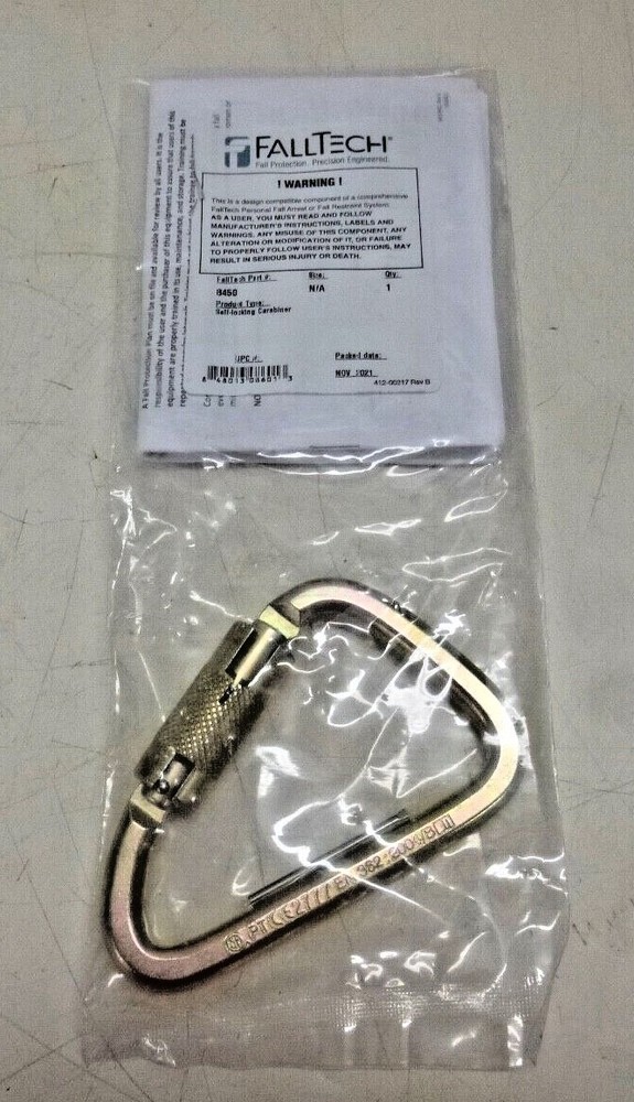 NEW! FALLTECH Carabiner, Offset-D Carabiner Shape, Bronze, 8450