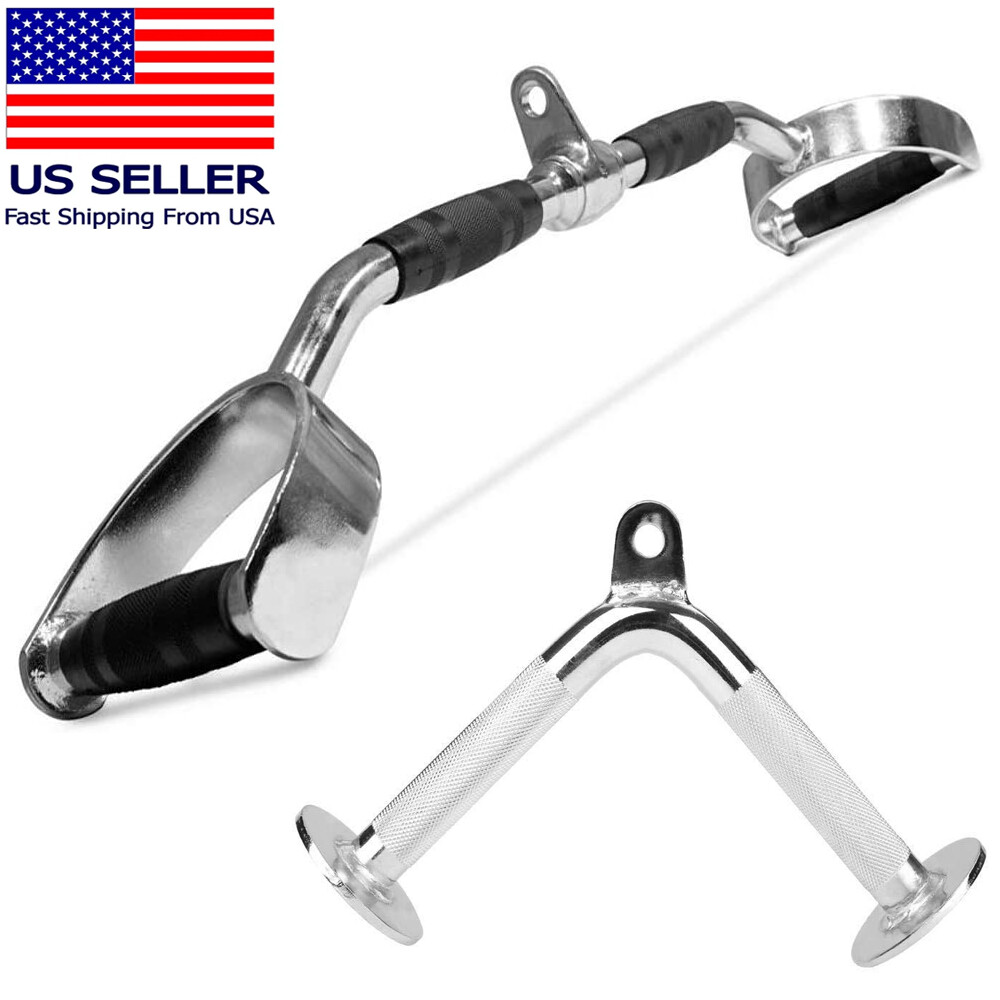 Home Gym Cable Attachment Handle Machine Strength Exercise Press Down Lat Set