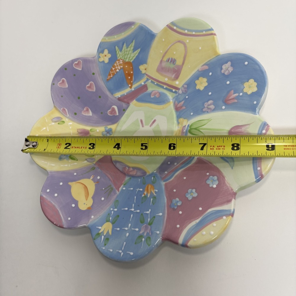 Blossoms & Blooms Easter Bunny and Eggs Serving Plate 9"