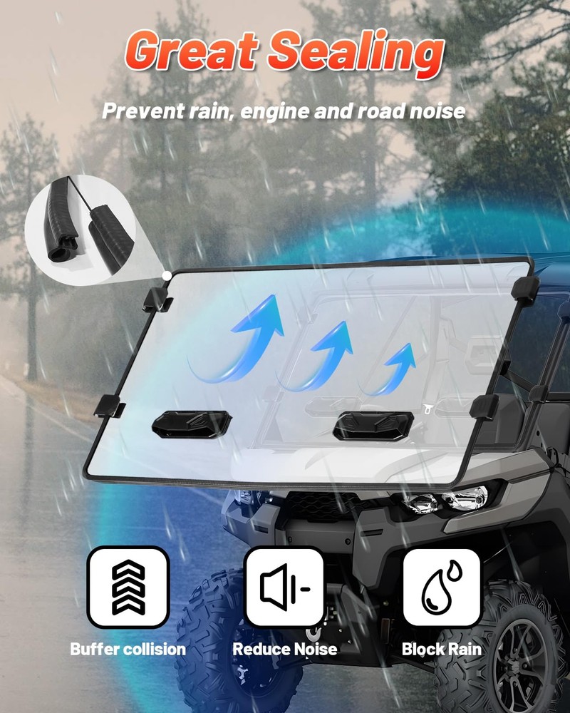 Scratch Resistant Vented Windshield Compatible With 2016-2026 Can-Am Clear