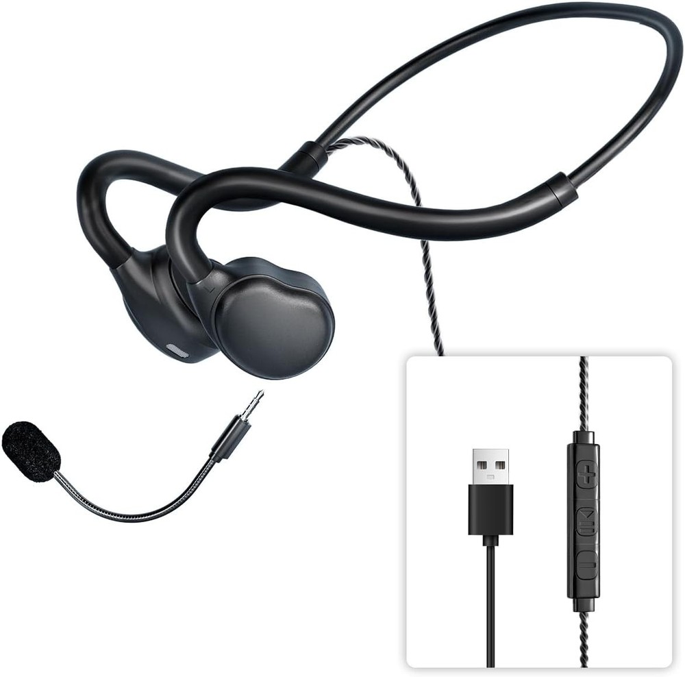USB Headset with Mic - Open Ear Design, Stereo Sound