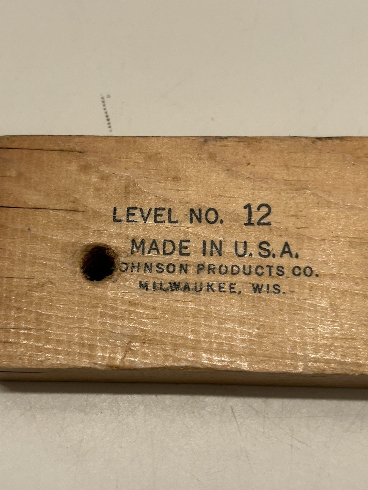 Vintage Wood 12 Inch Level Tool Johnson Levels No. 12 Milwaukee Wis. - USA Made