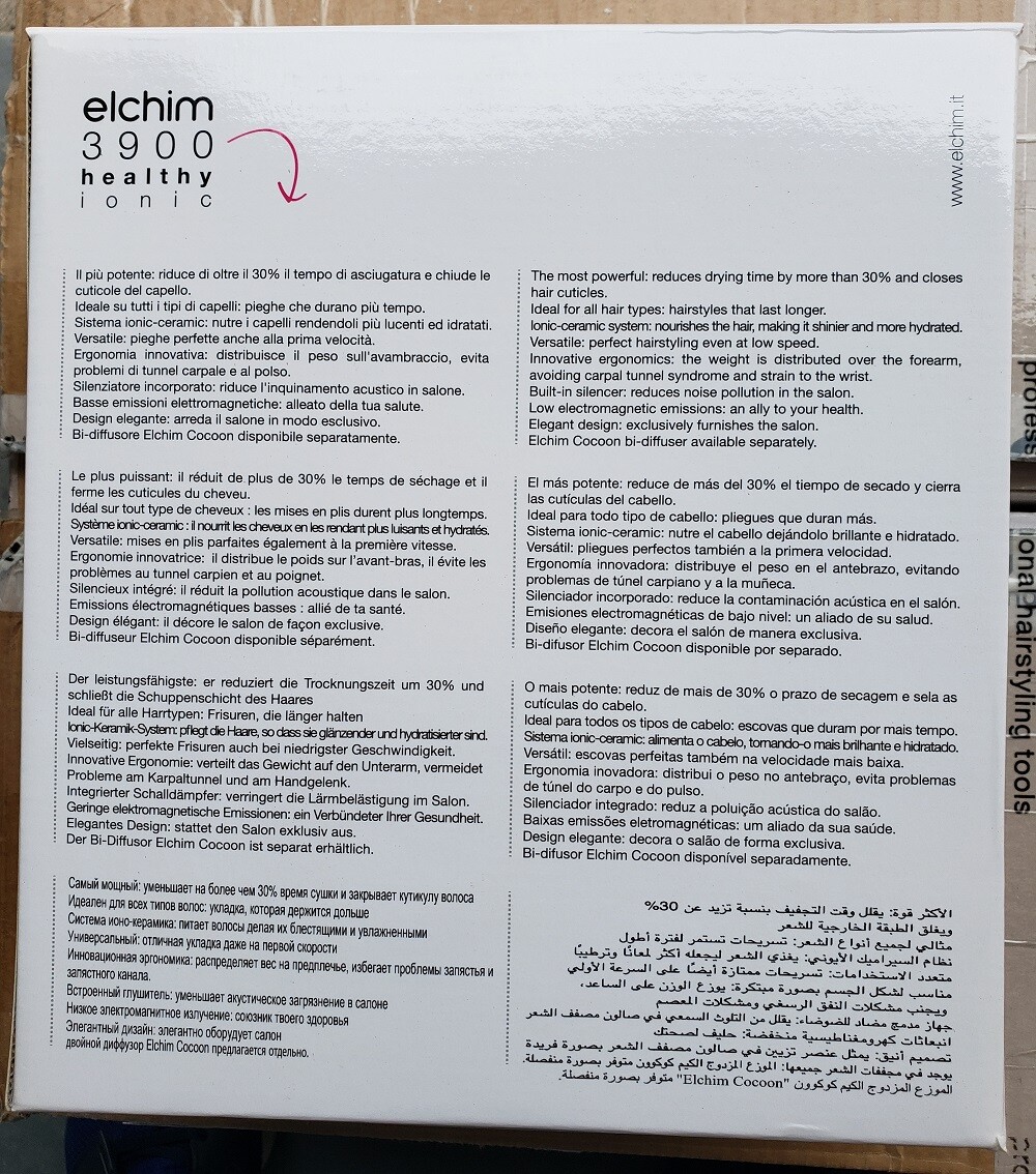 New Elchim 3900 Healthy Iconic Hair Dryer BLACK SILVER 2000-2400 Watts