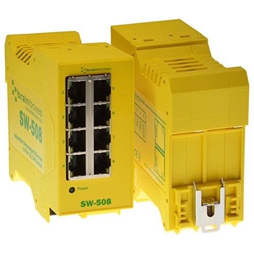 Brainboxes SW-508 Industrial Ethernet 8-Port Switch DIN Rail Mountable