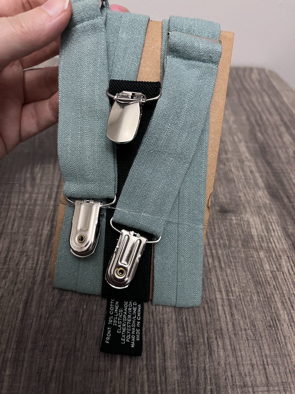 Belluno Boys and Youth Solid Suspenders Set Blue-Green M