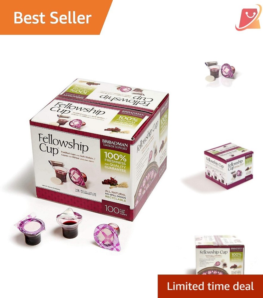 Pre-filled Communion Cups Grape Juice & Wafer Set 100 Count Easy Serve