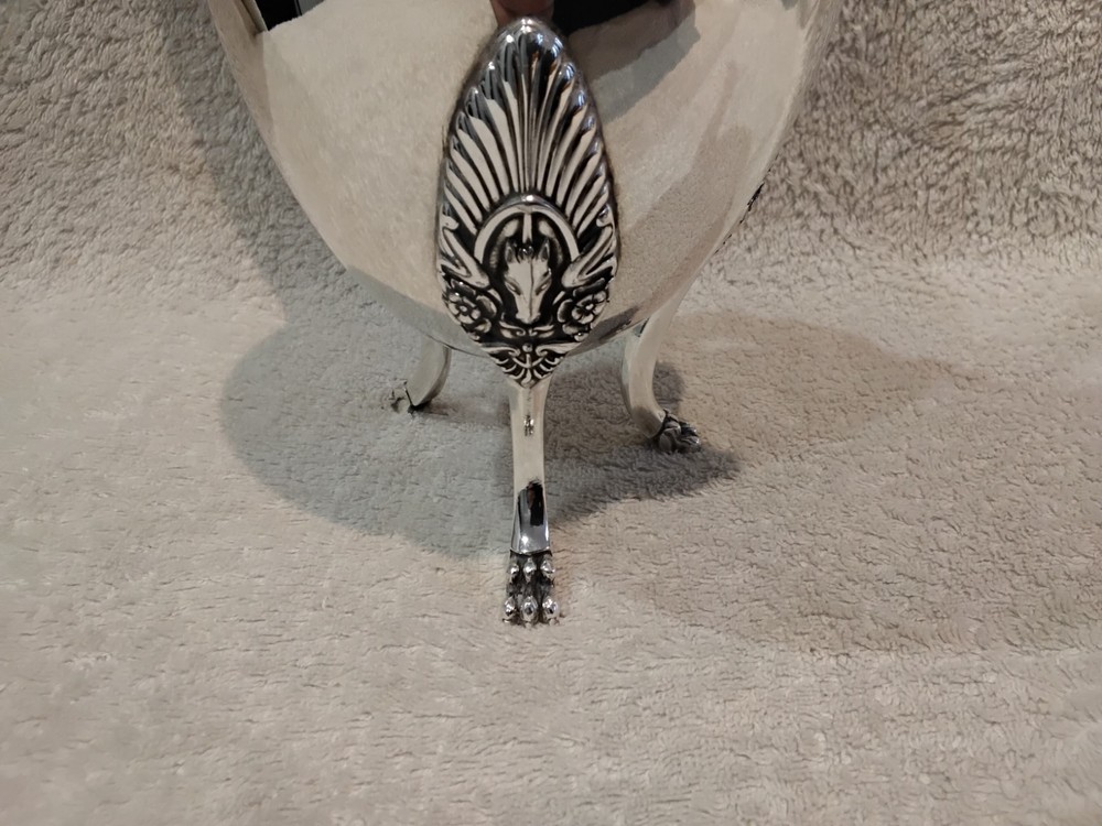 Magnifcent 1990 silver-plated tripod coffee pot Christofle Malmaison variant